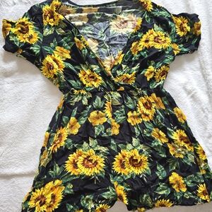 Shein - Women's 1x Romper - Sunflowers